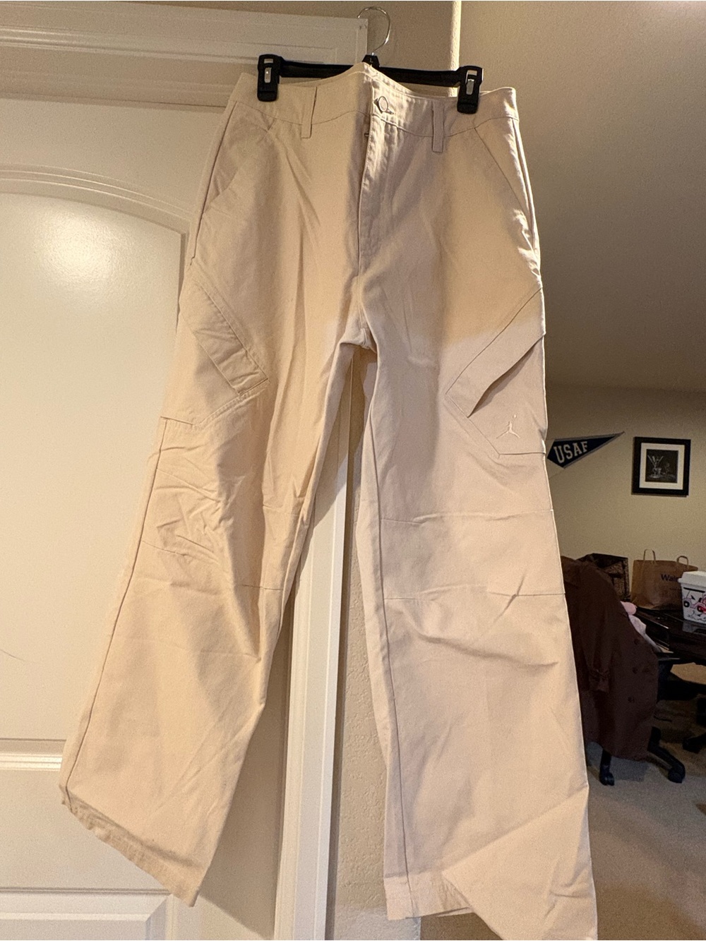Beige Cargo Pants - Straight Fit